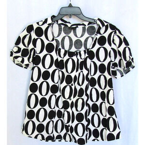 Lane Bryant Womens Short Sleeve Pullover Blouse 18 / 20 Black an White Black O's